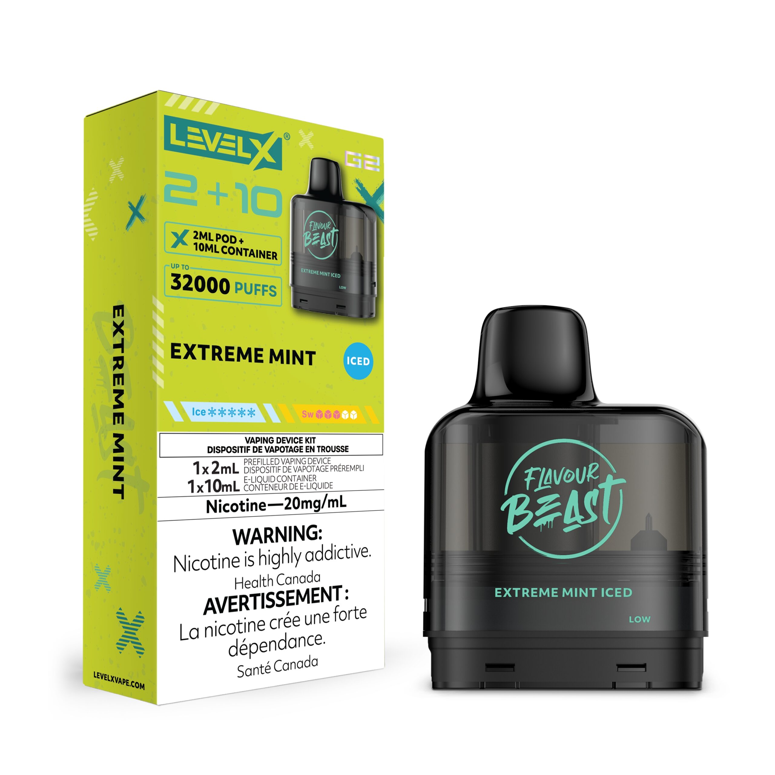 Extreme Mint Iced Level X Flavour Beast G2 2+10 - Big Cloud Vapor Bar - Canada's Premier Vaping Experience