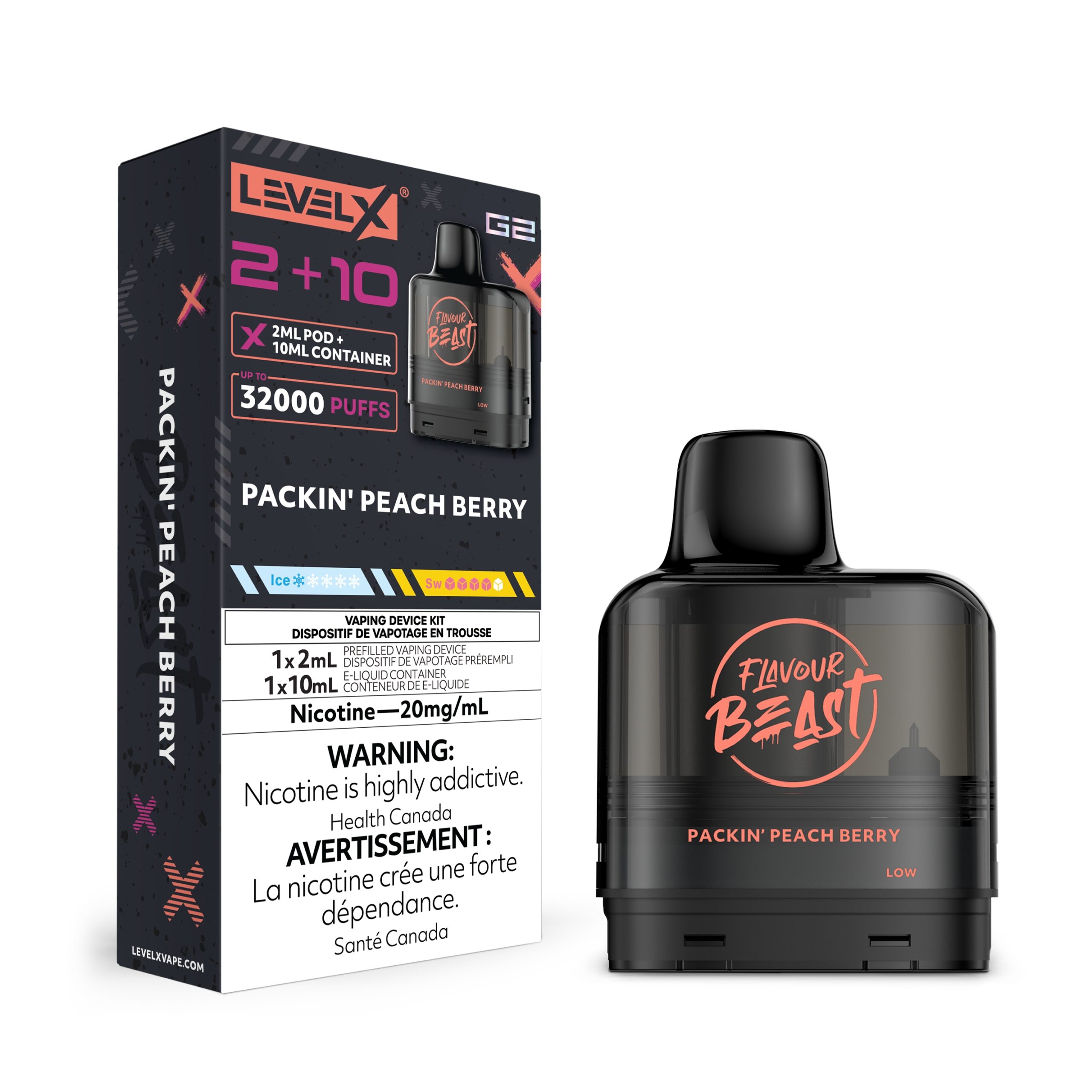 Packin' Peach Berry Level X Flavour Beast G2 2+10 - Big Cloud Vapor Bar - Canada's Premier Vaping Experience