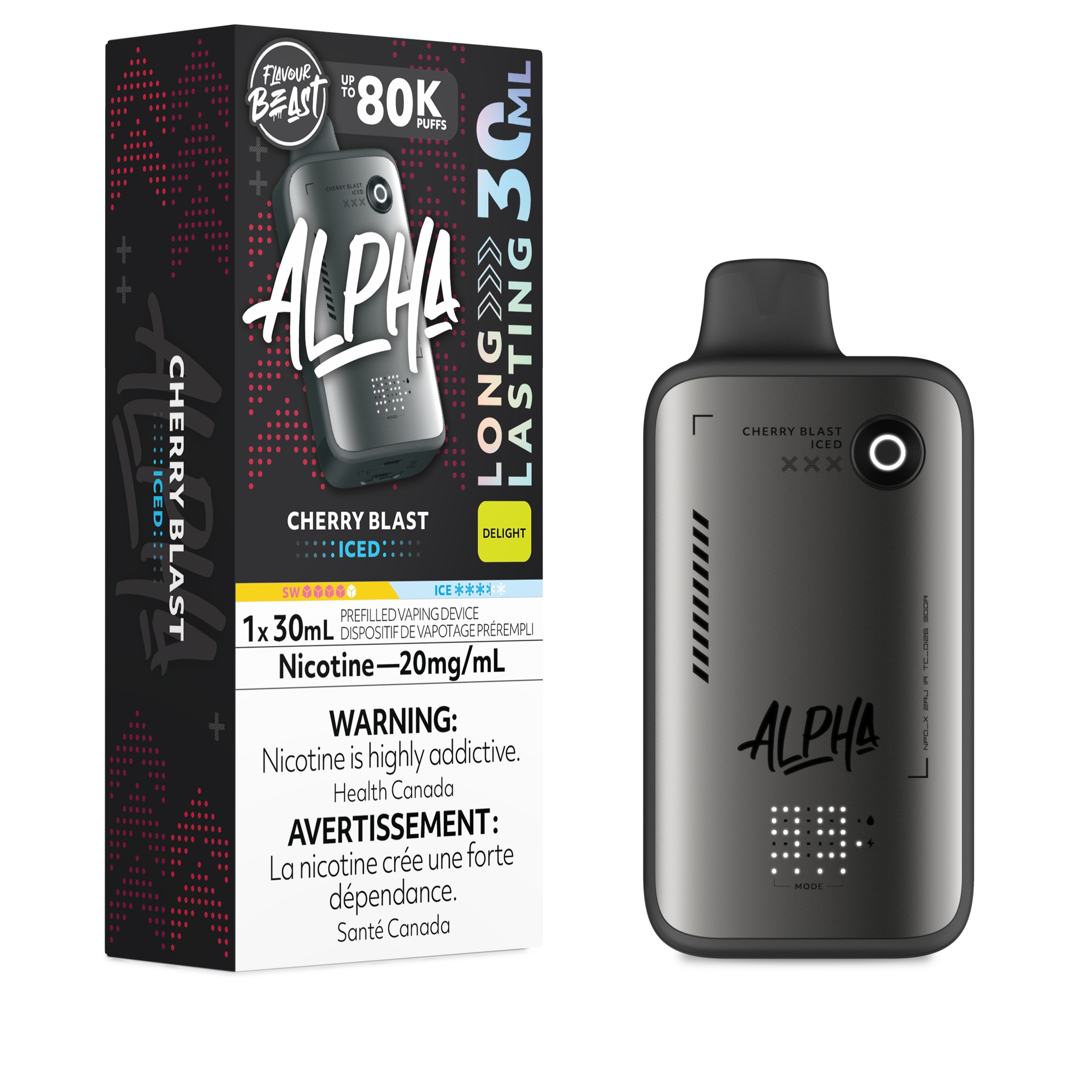 Cherry Blast (Iced) Flavour Beast Alpha 80K Disposable - Big Cloud Vapor Bar - Canada's Premier Vaping Experience