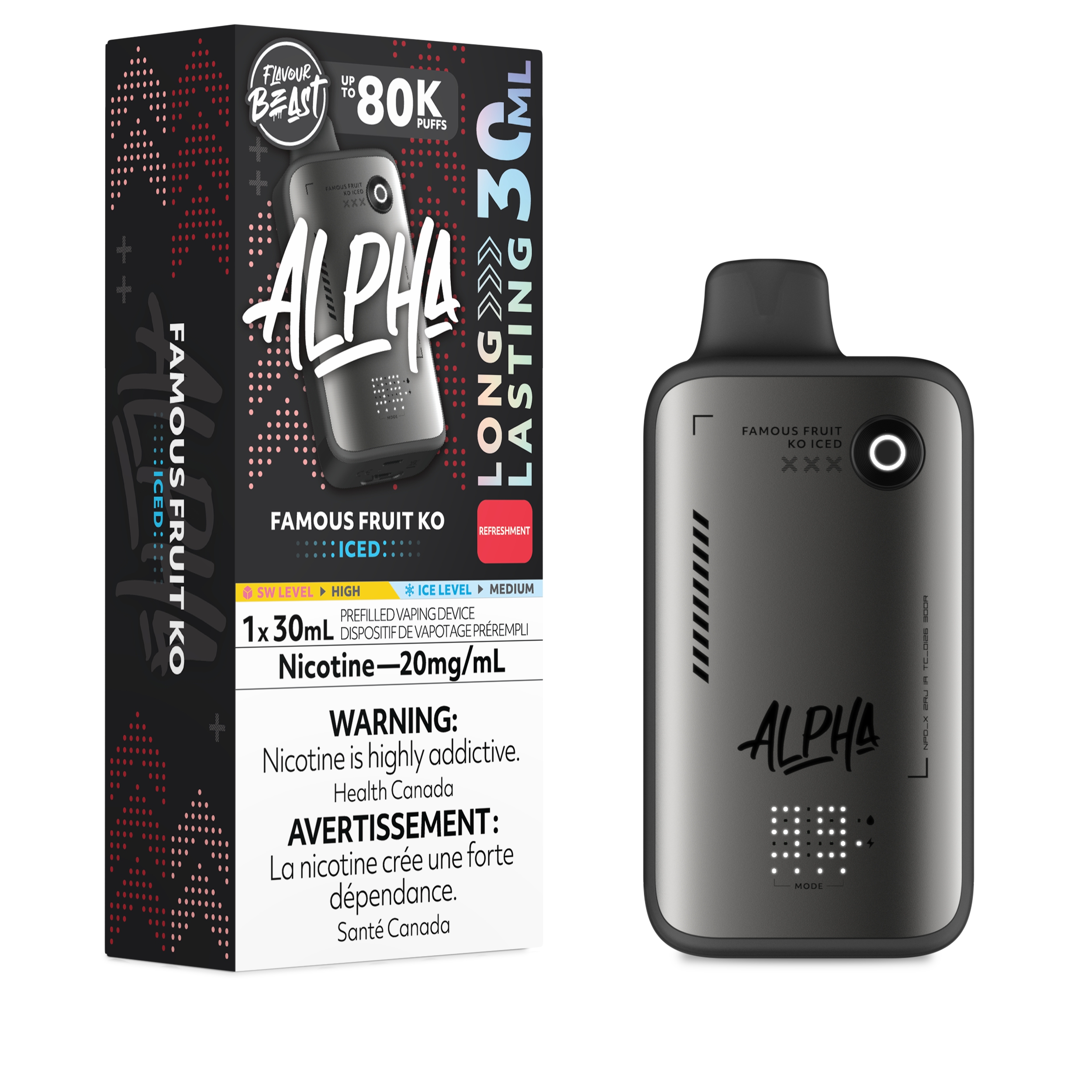 Famous Fruit KO (Iced) Flavour Beast Alpha 80K Disposable - Big Cloud Vapor Bar - Canada's Premier Vaping Experience