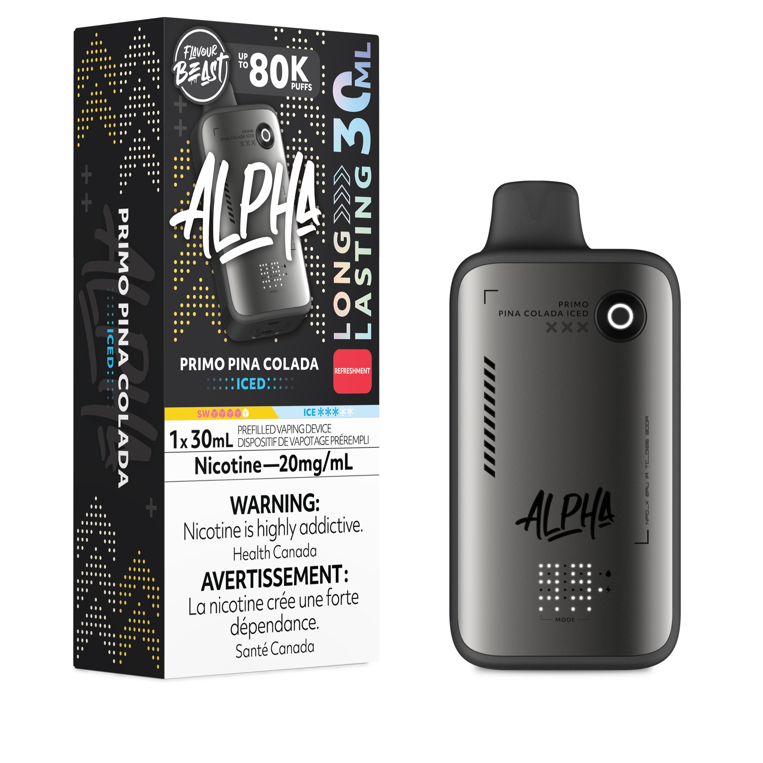 Primo Pina Colada (Iced) Flavour Beast Alpha 80K Disposable - Big Cloud Vapor Bar - Canada's Premier Vaping Experience