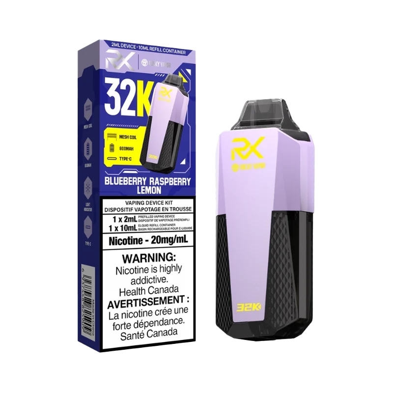 RockyVaporRX_BlueberryRasberryLemon Rocky Vapor RX 32K Disposable - Big Cloud Vapor Bar - Canada's Premier Vaping Experience