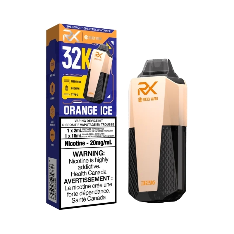 RockyVaporRX_OrangeIce Rocky Vapor RX 32K Disposable - Big Cloud Vapor Bar - Canada's Premier Vaping Experience